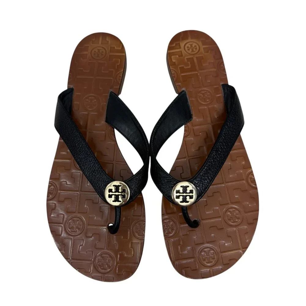 Tory Burch Thora Leather Embossed Thong Flats  Sandals Women's size 9 M